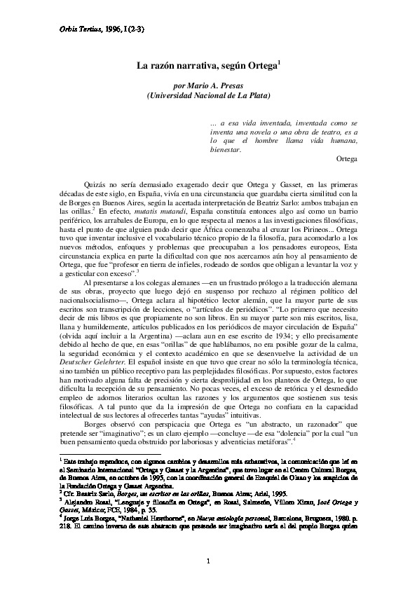La razón narrativa, según Ortega