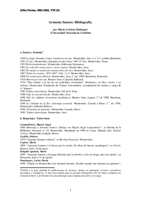Armonía Somers: Bibliografía